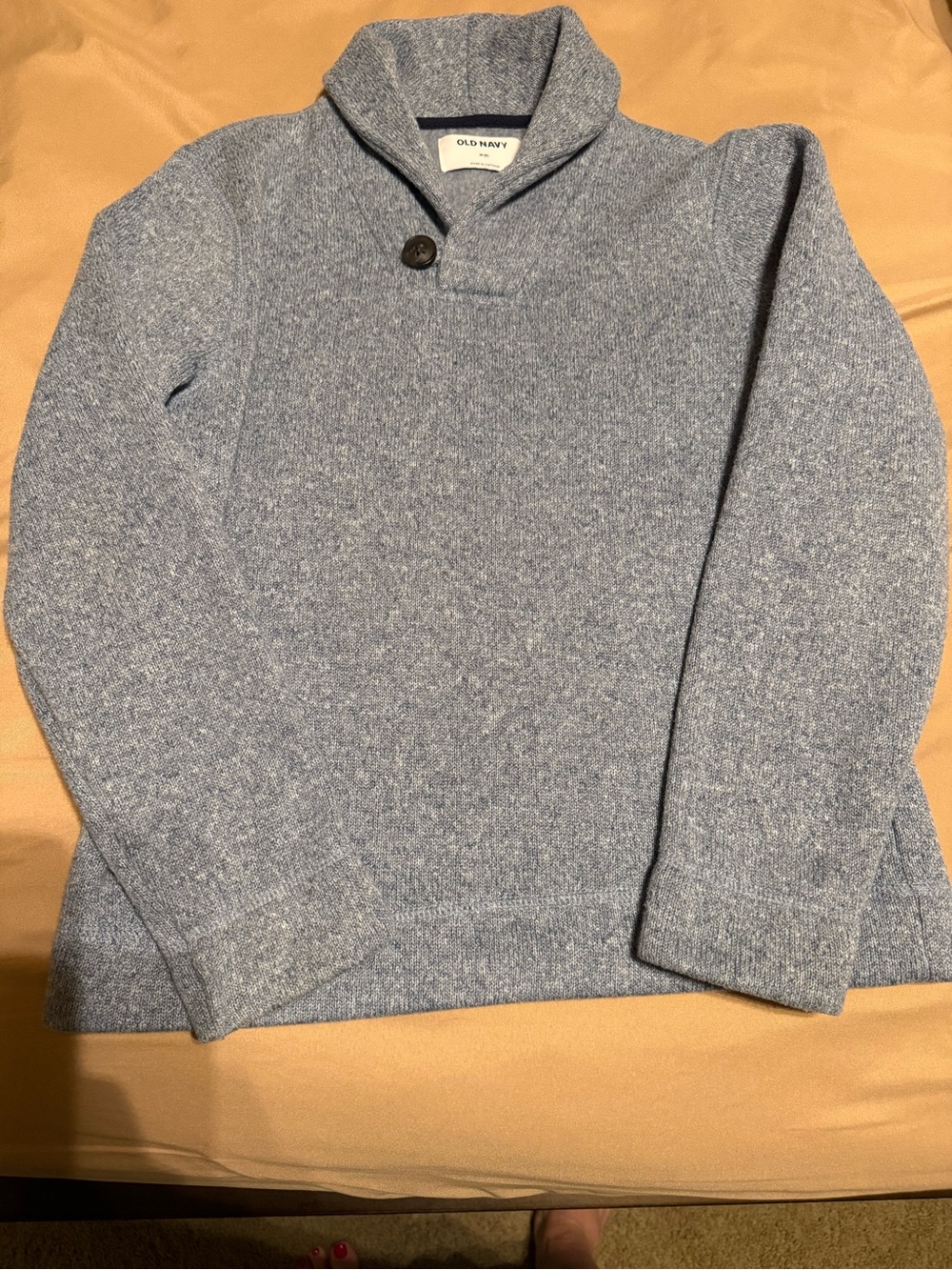 Old Navy Men's Heather Light Blue Shawl Turtleneck Sweater